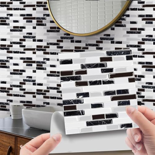 Fliesenaufkleber Kaffee Farbe Retro Multicolour Mandalas Mix Klebefliesen Bad Wandfliesen,Pvc Fliesensticker Fliesen Marokko Selbstklebende Tapete Wasserdicht Wandaufkleber, 10 Stück, 10×10Cm