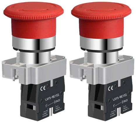 Gebildet 22MM 1NC Champignon Rouge arrêt D'urgence Verrouillage bouton-poussoir Interrupteur D'arrêt de Sécurité Normalement Fermé 10A 660V