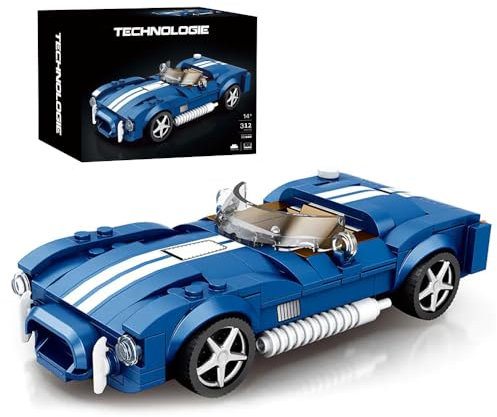 Technik Sportwagen Bausteine Sets für Shelby Cobra S, 312 Teile Rennwagen Modellbausatz, MOC Klemmbausteine Auto Konstruktionsspielzeug Geeignet für Erwachsene und Jugendliche