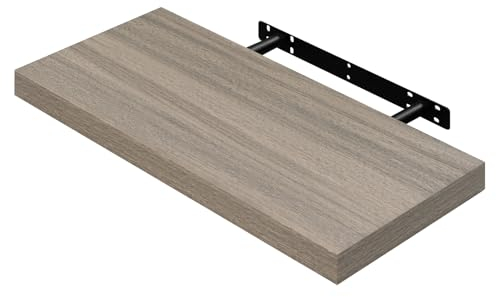 WOLTU Schweberegal Wandregal freischwebend Regal Wandboard Bücherregal Holz Board für Bücher, Bilder, Deko 50x23x3.8cm graue Holzoptik