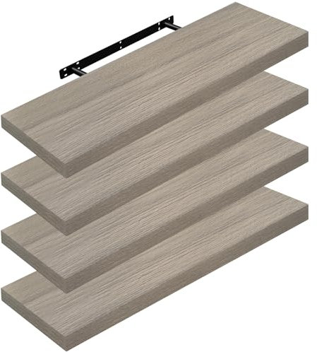 WOLTU Étagère Murale, Étagère Suspendue, Étagère Flottante en MDF, Lot de 4, pour Salon, Cuisine, Chambre, Salle de Bain etc RG9235grdc-4