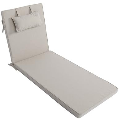 LILENO HOME Sonnenliege Auflage Mit Kopfkissen [1er Set - Rollliege] in Creme - Perfekt für Strandliege und Gartenliege MAR