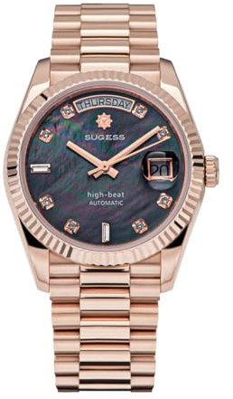 NIADI Sugess 36 mm Tag Datum Automatik Retro Mechanische Armbanduhren Saphirglas Rosegold SL3034 Move't Herrenuhr, V 2, Retro