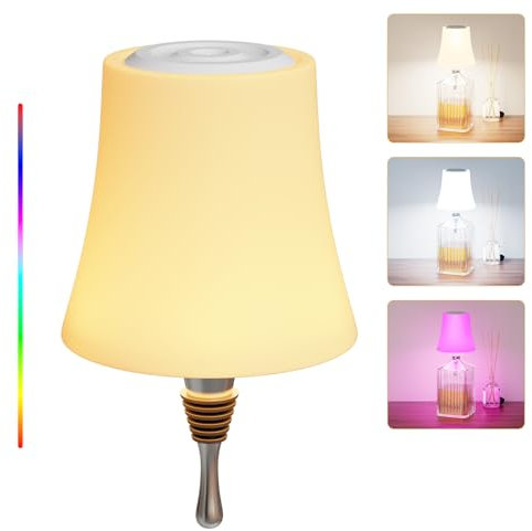 Luce per bottiglie di vino senza fili, supporto per luce per bottiglie a LED IP54, lampada da comodino ricaricabile e dimmerabile all'infinito, luce per bottiglie di vino per feste, bar e ristoranti