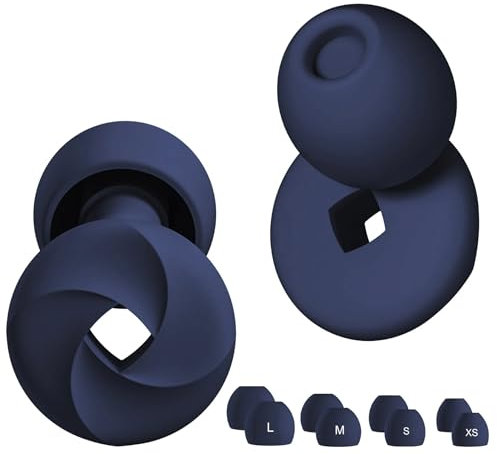 Ohrstöpsel zum Schlafen - Weicher, wiederverwendbarer Silikon Gehörschutz, SNR 33 dB Geräuschreduzierung. Mit Tragebox und Aufsätzen in Größen XS/S/M/L. (midnight blue, Einheitsgröße)