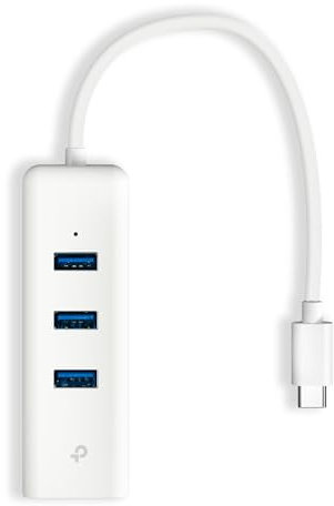 TP-Link UE330C - Adaptador USB-C 3.0 a Ethernet | Hub USB-A 3.0 portátil de 3 puertos con 1 puerto Ethernet Gigabit RJ45 | Adaptador de red para laptop | Plug & Play | Soporta Win 7/8/8.1/10/11, Mac
