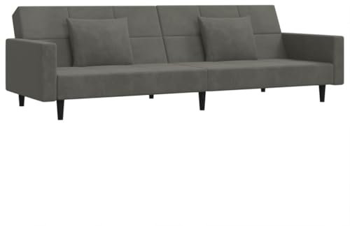 QJBSAVVA Bigsofa Camping Sofa Sofas Sofa Groß - Schlafsofa 2-Sitzer mit 2 Kissen Dunkelgrau Samt für Ausstellungshalle Wohnzimmer Gästezimmer Schlafzimmer