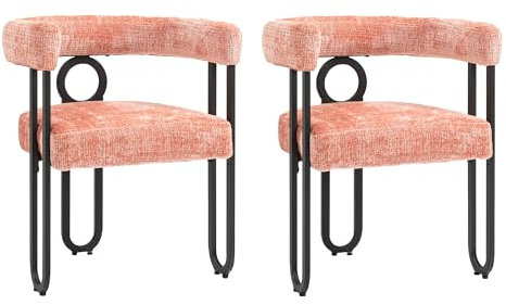 SUPPNEED Esstisch und Stühle 2er Set, Samt Esszimmerstuhl Set mit runder Rückenlehne Design, Bequeme Küchenstühle, Bequeme Moderne Stühle für Esszimmer (Pink + Foam + Velvet)