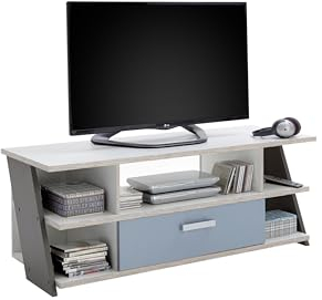 möbelando TV-Board >Nona 5< in Sandeiche Dekor-weiß-Lava-Denim - 135x51,6x50cm (BxHxT)