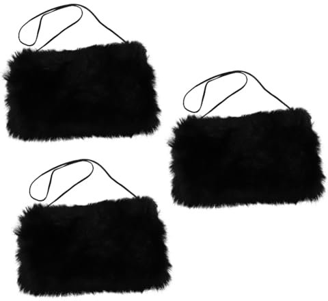 YARNOW 3St plüschiges Handwärmerkissen handwärmee hanwärmer tragbar Warme Plüsch-Handwärmer mit Riemen Hände Muff aus Kunstpelz Warme Handmuffs aus Kunstpelz für Damen Kaninchenfell Black