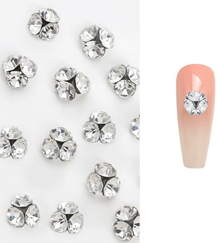 ZOOMIMI Nails Art - Uñas de cristal transparente con diamantes de imitación blancos, suministros de decoración para uñas acrílicas