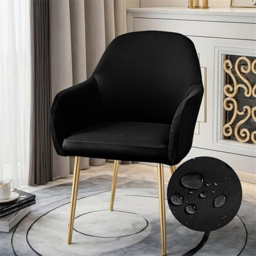 Highdi Wasserdicht Stuhlhussen mit Armlehne, Weicher Stretch-Stuhlbezug, Hussen für Esszimmerstühle Sesselbezug Waschbar Universal für Esszimmer Hotel Bankett Deko (Schwarz,6er Set)