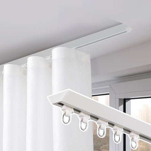 Bastone per tenda da soffitto resistente, con elegante sistema divisorio bianco, 2 m