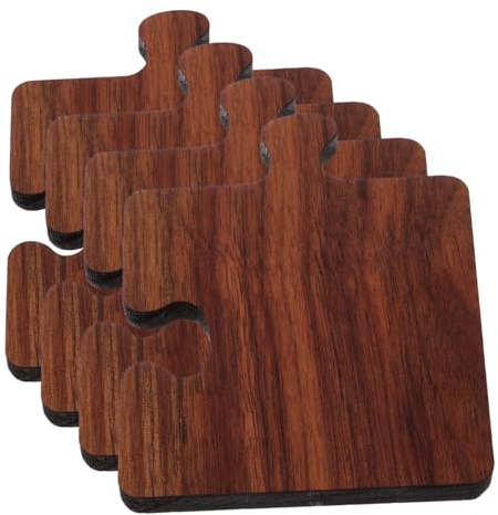 MAGICLULU 4pcs Wooden Puzzle Coasters Insulation Cup Coasters Cozy Bar Office for Mug Tea Drink