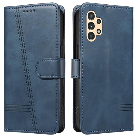 NEXCURIO Handyhülle für Samsung Galaxy A13 4G / A13 5G / A04S Hülle Klappbar mit Kartenfäch Klapphülle Lederhülle Leder Schutzhülle Wallet Flip Case Cover Handy Tasche Handytasche - Blau