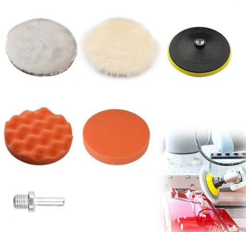 Esponja Pulir para Coche, Kit de Esponja de Pulido, Adaptador de Taladro y Almohadillas de Cera de Lana,Esponja de Pulido Pulidora Coche,pulimento coche,pulidora coche