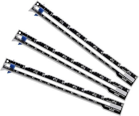 3 Stück Schieblehre Nähen Messwerkzeug,Nähen Schneiderlineal,Lineal Nähen Kleidungs,DIY Nähen Lineal Schneiderset,Aluminium Nählineal Messen Doppelseitig Schneiderlineal für Quilten Nähen Patchworken