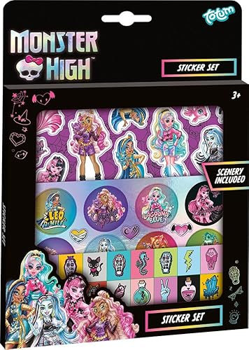 Monster High Stickerset – Sticker mit Frankie, Draculaura & Co. – Perfekt für Basteln, Tagebuch & Schulhefte