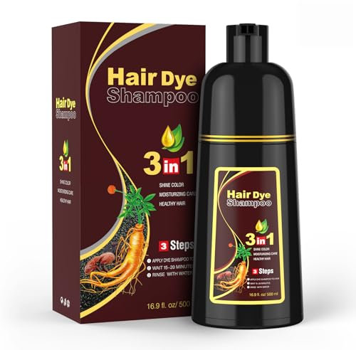 Hair Dye Shampoo for Grey Hair, Black Hair Dye Shampoo,Hair Colour for Men and Women,500ML (Dark Brown)