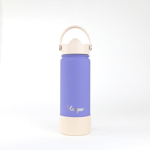 cribstar Personalised Insulated Straw Water Bottle | Stainless Steel | Laser Engraved | 12 Hours Hot & 24 Hours Cold | Vaccum Flask | Straw Lid | BPA Free (Purple Haze - 18oz/500ml)