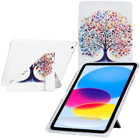 TEDTIKJT Custodia per iPad 9.7 6th/5th Gen (2017/2018) / iPad Air 2 Custodia Angoli di Visione Multipli Funzioni di Supporto Acrilico Y Origami Design Flip Case Cover con Slot Penna,Albero Colorato