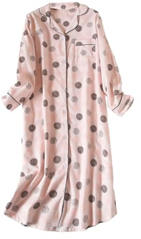 Chemise de nuit chaude pour femme – Chemise de nuit boutonnée à manches longues grande taille imprimée pour femme, vêtements de nuit doux, vêtements de détente, chemise de nuit thermique pour l'hiver