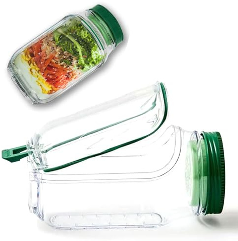 Salad Pod-Jars, Salad Jar With Side Opening,Salads Lunch Box with Leak Proof SaladsSauce Dressing Case,Reusable Vegetable Fruit Container,Portable Containers for Lunch,Suitable for Home, Outdoor, Trav