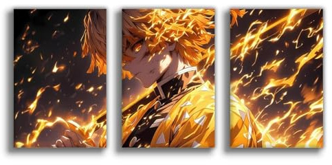 3 Stück Anime Demon Leinwand Poster Zenitsus Wand Kunst Ästhetische Slayer Dekor Für Zuhause Wohnzimmer Schlafzimmer Schlafsaal Ungerahmt 16x24inch(40x60cm)