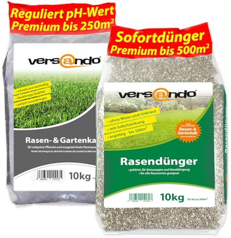 versando Rasen-Starterset 20kg - 10kg Sofortdünger und 10kg Rasenkalk