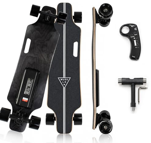 HCAUYNN E Skateboard mit Fernbedienung, Leichtes Elektrisches Longboard | 20 km/h Geschwindigkeit, Ideal für Stadtfahrten 15km