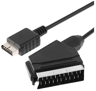 AV Multi-Out RGB SCART Cable For PS1 PSone PS2 Retro Gaming Console - 1.8m 6ft Gray Replacement Lead Compatible With Standard SCART TV Input