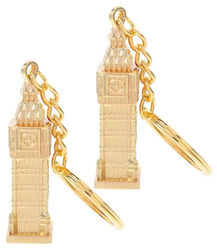 GRIRIW Britischer Schlüsselanhänger, 2 Pcs Goldfarben, Retro Charme aus Zinklegierung, ideal für Handtaschen und Reiseaccessoires