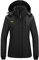 Wantdo Femme Veste de Montagne Outdoor coupe-vent avec Capuche Extérieur Manteau d'hiver Chaud Amovible Veste Imperméable Veste Randonnée pour Voyage Noir L