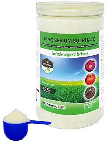 Nortembio Agro Sulfato de Magnesio Natural 1,2 Kg. Abono de Uso Universal. Favorece el Crecimiento de Cultivos, Jardines, Plantas de Interior y Exterior.