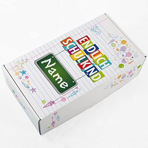 Striefchen® Alles Gute zum Schulanfang - Geschenkverpackung mit Name (Endlich Schulkind (M))