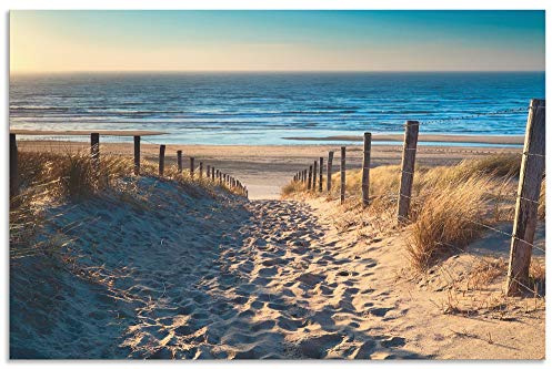 ARTland Spritzschutz Küchenrückwand aus Alu für Küche Herd Spüle 65x100 cm (BxH) mit Motiv Natur Strand Meer Weg Nordsee Sonne Gräser Dünenn Maritim T9IP