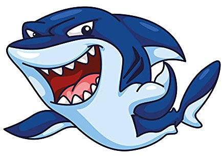 kleberio® Aufkleber Sticker Hai Fisch 10 x 15 cm lustig Coole Sticker für Kinder selbstklebend Autoaufkleber Bild Dekoration Set Car Motorradhelm Caravan Wohnwagen Tiere Tier Kindergarten