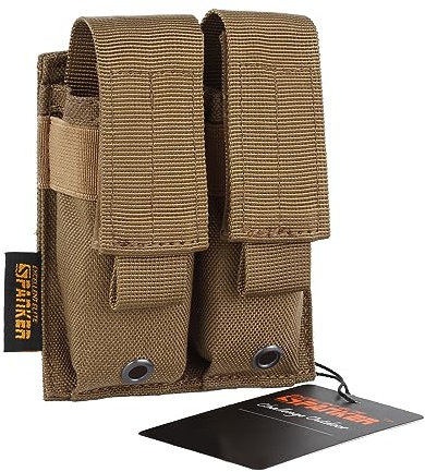 EXCELLENT ELITE SPANKER Molle Einzel/Doppel Pistole Mag Pouch Tactical Magazine Pouch Tool Organizer Holder (Double-Braun)