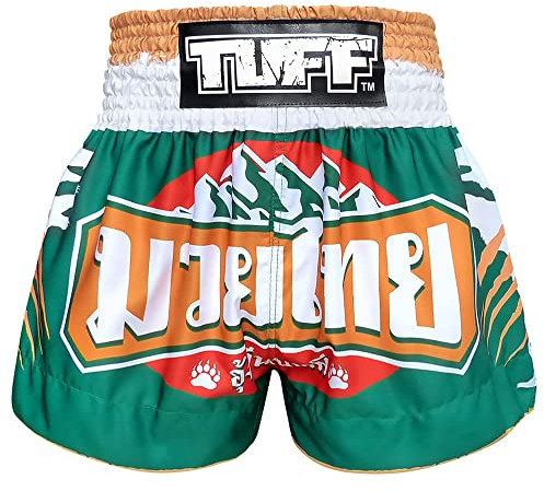 Tuff-ms635-grn, Muay Thai-Shorts, für Boxen, Sport, Kick, Kampfsport, Training, Fitnessstudio, Tuf-ms635-grn, Größe M