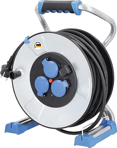 as - Schwabe IronCoat Xperts Kabeltrommel 40 m H07RN-F 3G1,5 | IP44 Außenbereich, 3 Schutzkontaktsteckdosen + USB Port, Spannungsanzeige, Schutz vor Stromschlägen, Made in Germany