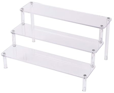 Etagere mit 3 Ebenen aus Acryl, Vitrine für Sammelfiguren, Pop-Figuren, transparent, Ständer für Figuren, Nagellack, Puppe, Kosmetik (30 x 21 x 14,5 cm)