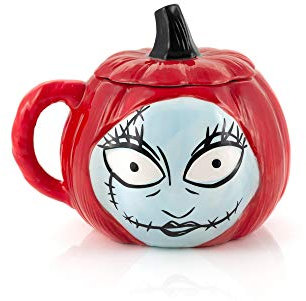 The Nightmare Before Christmas Sally DY14412 - Tazza in ceramica scolpita a forma di zucca, 760 ml, con coperchio e manico, divertente idea regalo ispirata al musical animato Stop-Motion di Tim