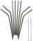 Metal Straws Drinking Reusable Stainless Steel Colourful 8 Straw Set Rainbow Coloured with 2 Cleaning Brushes and Storage Bag