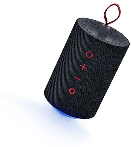 LEICKE Bluetooth Lautsprecher mit RGB Licht, DJ Roxxx Tragbar Kabellos Musikbox 360° Stereo Klein Soundbox Freisprechfunktion für PC Handy Outdoor