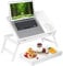 Bed Table Breakfast Tray with Folding Legs Kitchen Serving Plate for Bed Platters TV Table Desk Snack Tray (White)