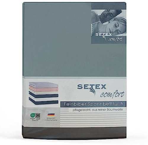 Setex - Feinbiber Bettlaken mit Gummizug kuschelig weich - Biber Spannbettlaken aus 100% Baumwolle mit rundum Spanngummi - Bettwäsche ganzjährig - Betttuch 180x200 cm Dunkel Jade