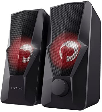 Trust Gaming GXT 610 Argus Enceintes PC, Haut-Parleurs Stéréo 2.0 illuminé (20 W, Éclairage Clignotant à LED, Alimentation USB, Ordinateur de Bureau et Portable) Noir