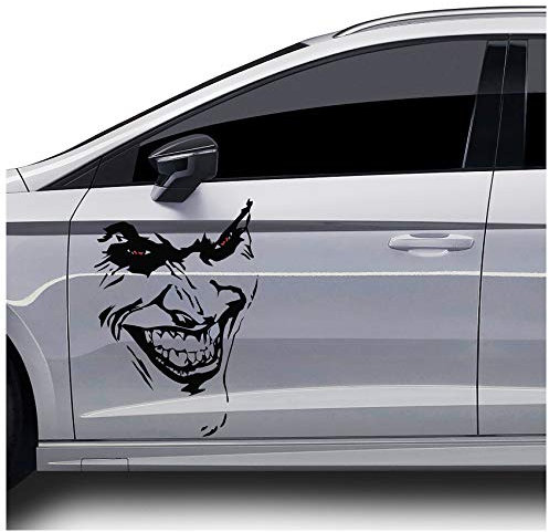 Joker Aufkleber 67x50cm Why so serious Schriftzug Spruch Fahrzeug Dekor Folie für Auto Bus Wohnwagen Kfz Zubehör Autoaufkleber Clown Humor (Schwarz Matt, KX011 Joker)