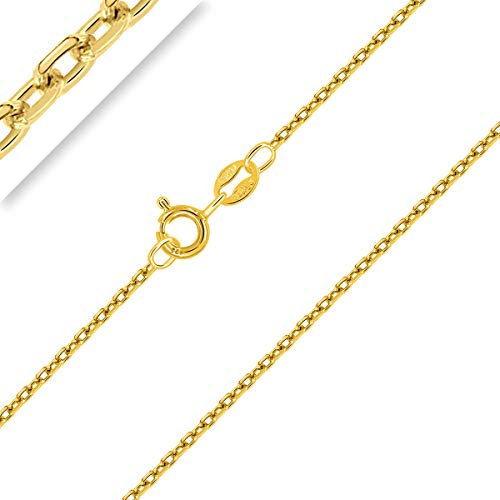Planetys - Collier - Chaîne Argent 925/1000 - Maille Forçat Diamantée - Plaqué Or Jaune 18 Carats - Largeur : 2 mm - Longueur : 45 cm