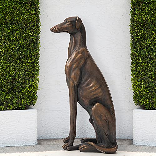 Glitzhome Dog Garden Statues Bronze-Skulptur, Windhund, 76 cm hoch, Links